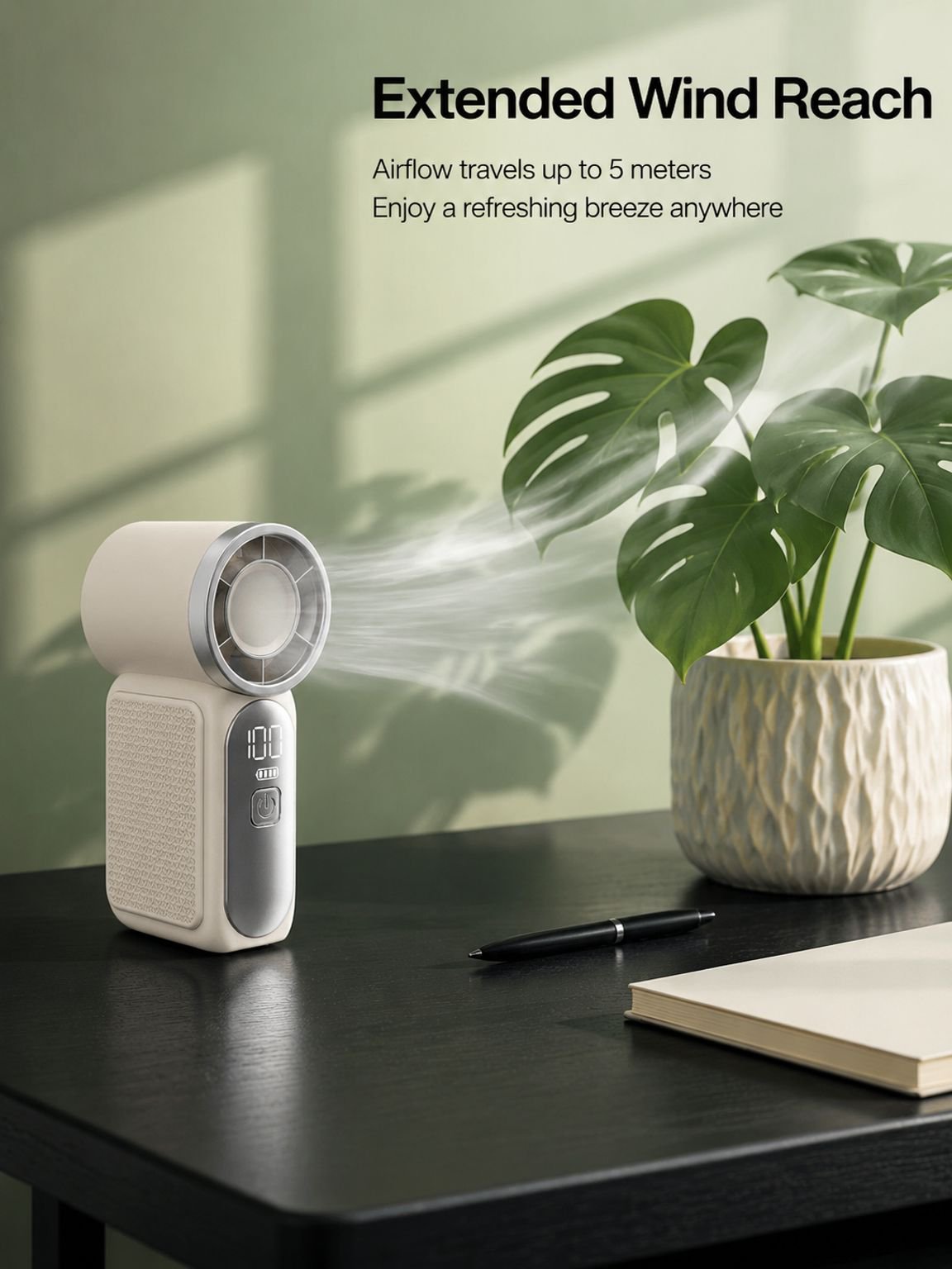 Powerful USB rechargeable fan close-up