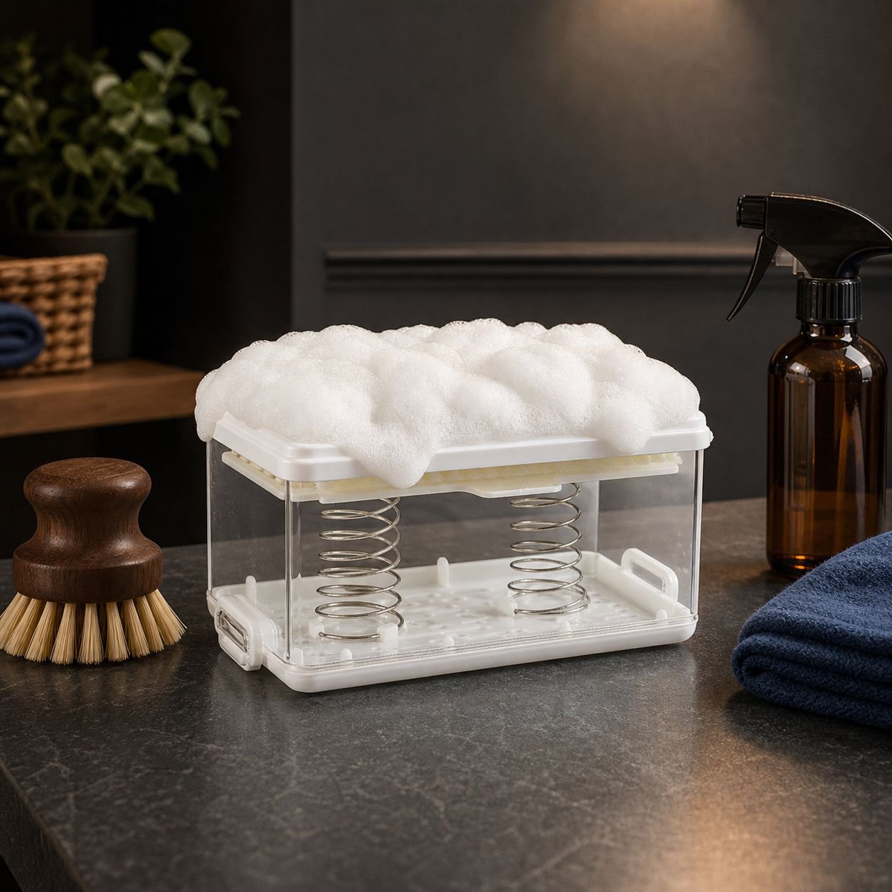 Portable foaming soap box for travel and home