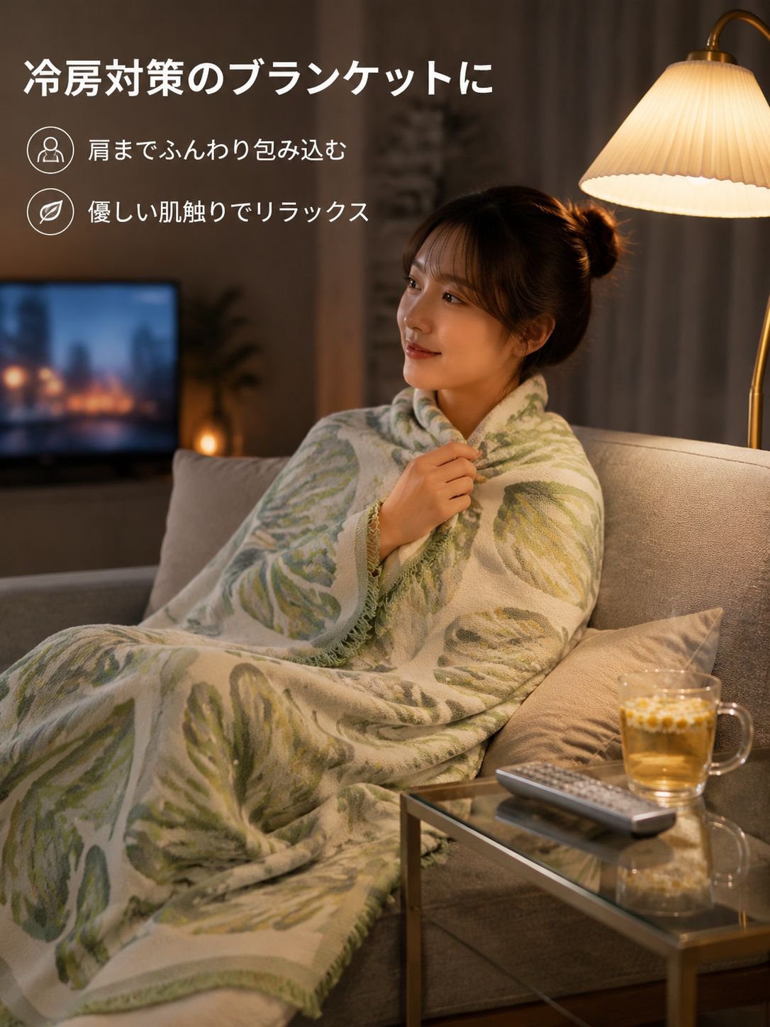 フラワー柄ソファタオル