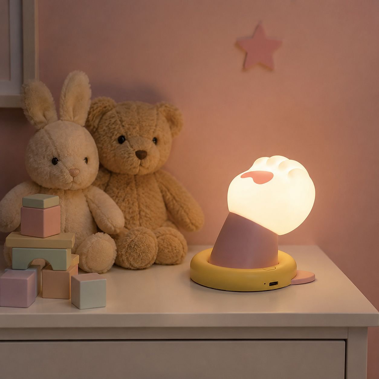 Lampe veilleuse patte de chat, lampe de chevet chambre, cadeau d'anniversaire, ambiance cosy