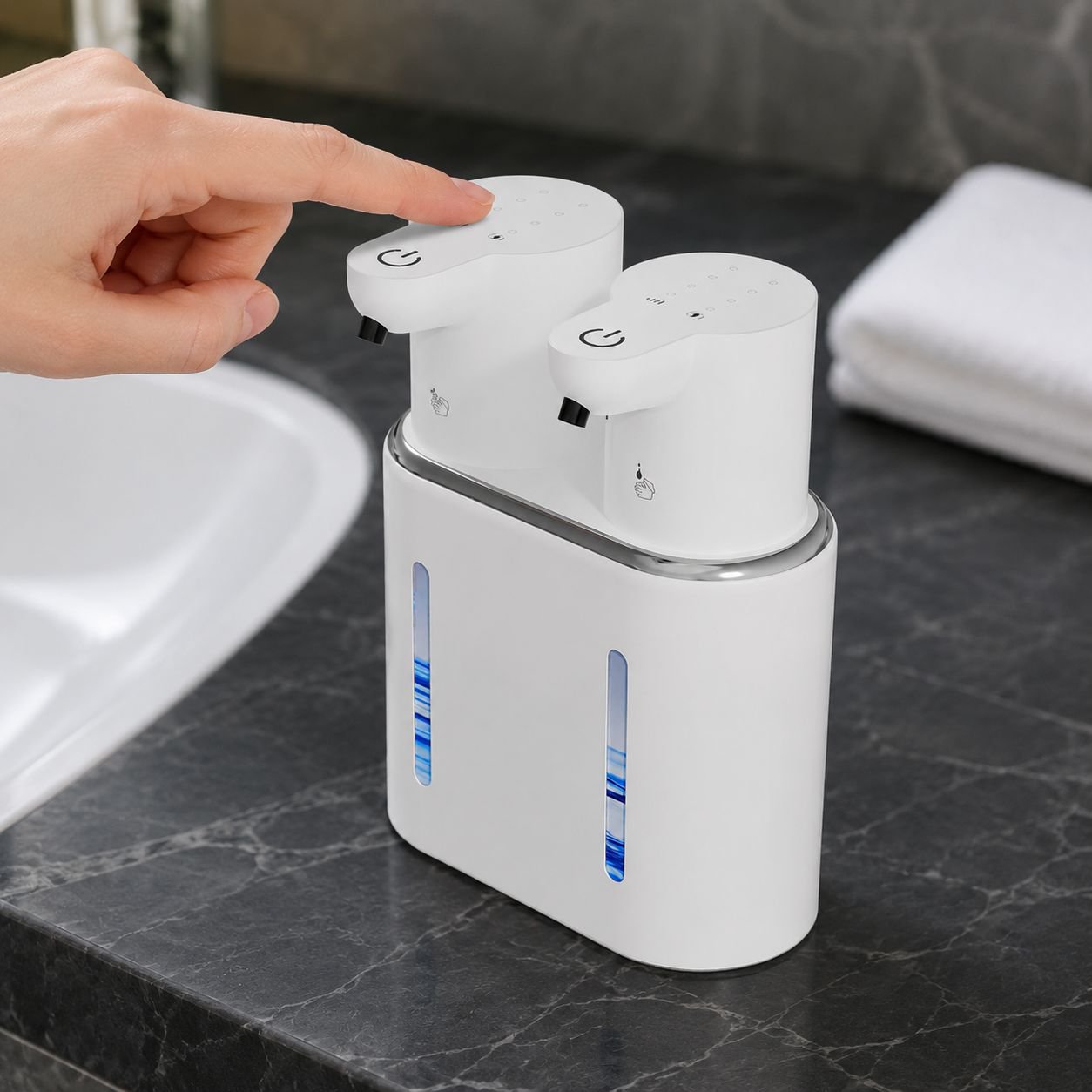 New automatic sensor soap dispenser, electric foam machine, double-headed soap dispenser, wall-mount