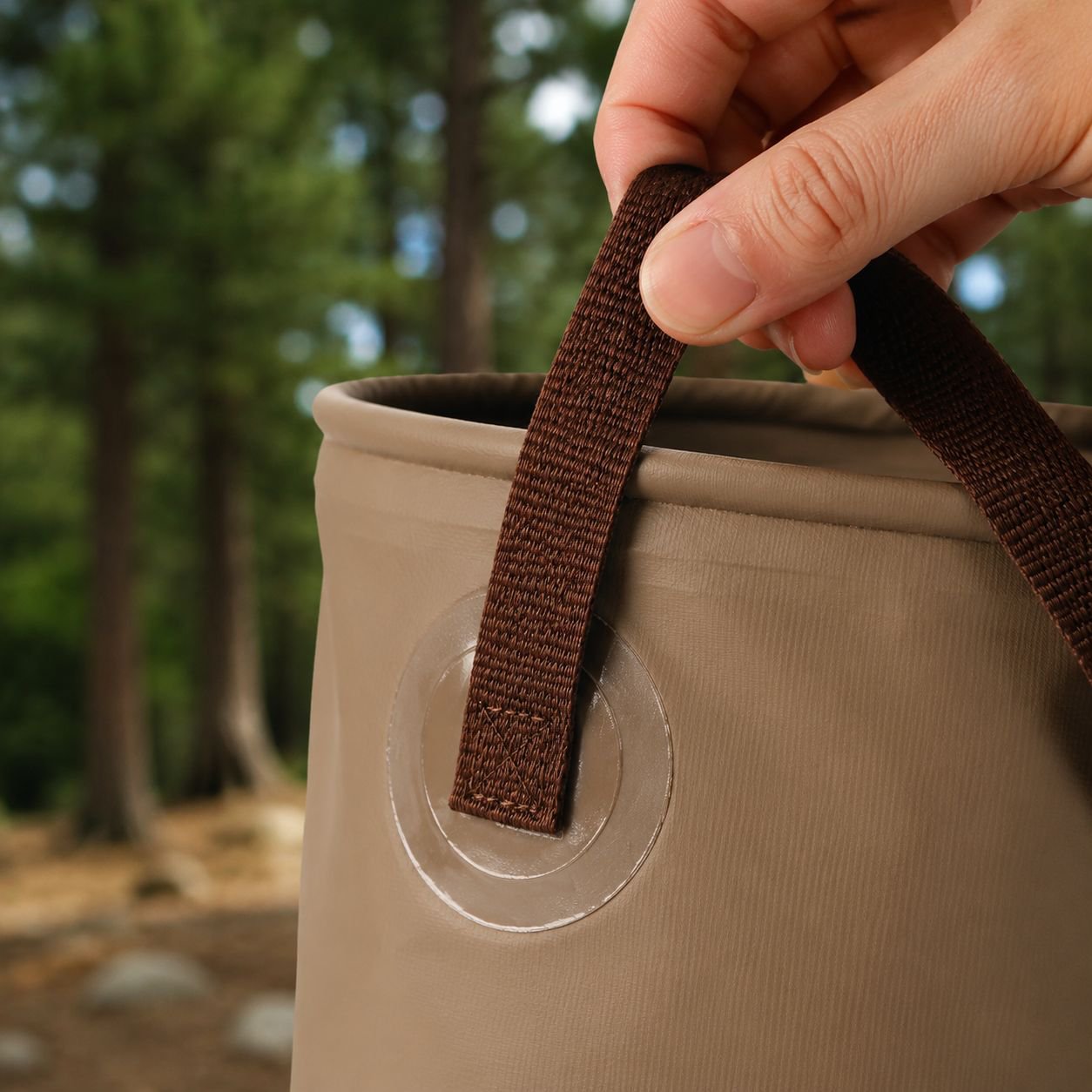 Portable outdoor water bucket folded for easy storage