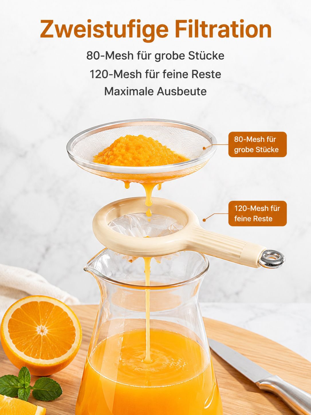 Multifunktionales Saft-Sieb