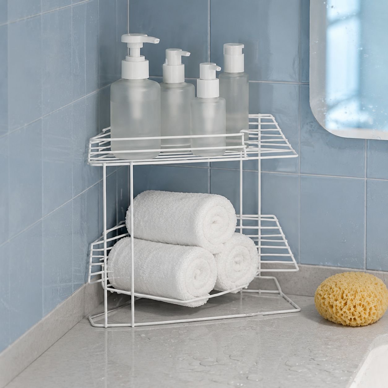 Household Iron Fan-shaped Corner Storage Rack Multifunctional Desktop Organizer