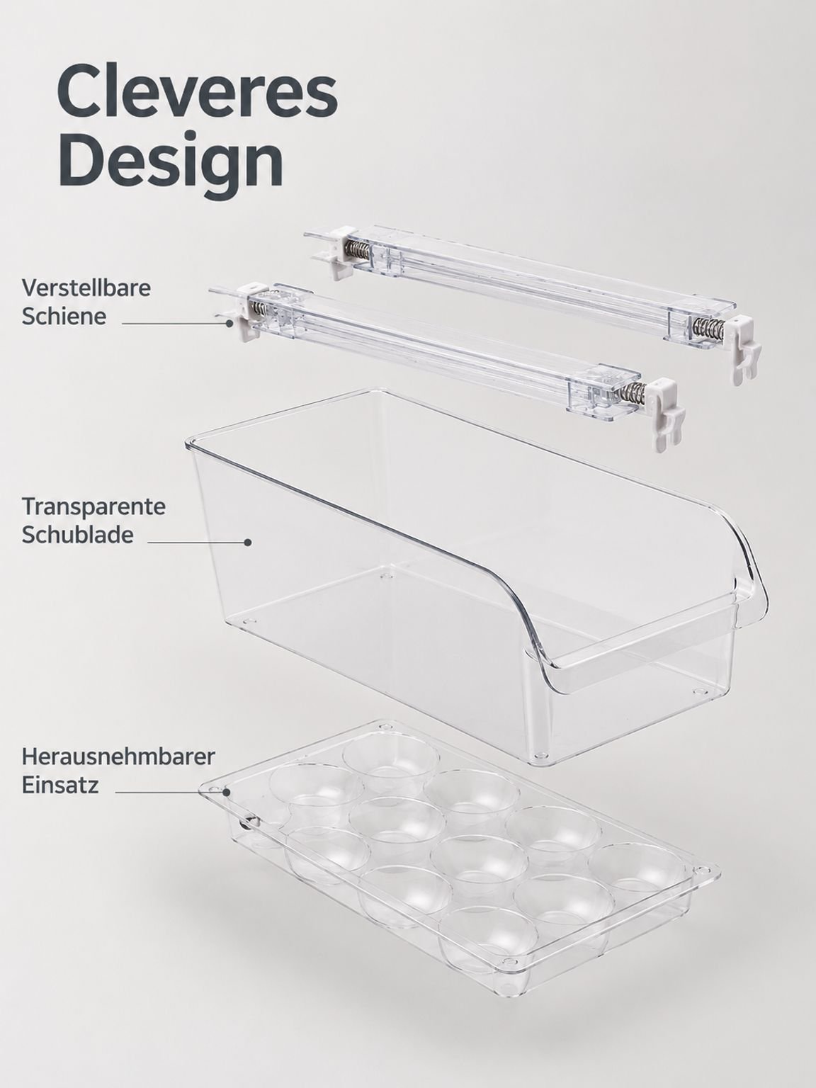 Kühlschrank Organizer Schublade mit Lebensmitteln gefüllt