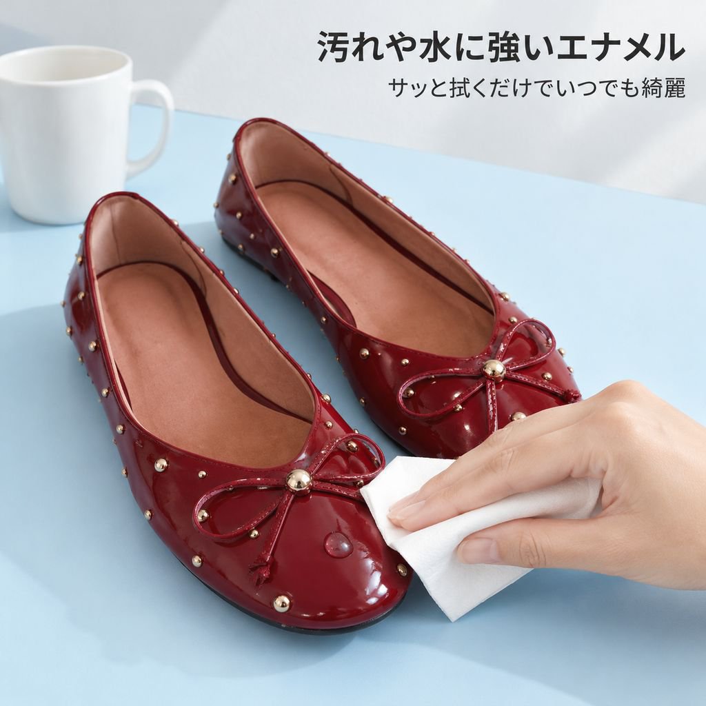 初恋シーズン フレンチリボン＆スタッズデザイン レディースフラットシューズ カジュアル万能シューズ