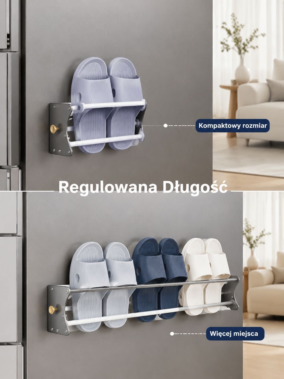Bezinwazyjny magnetyczny stojak na kapcie, wielofunkcyjny uchwyt ścienny na buty za drzwiami