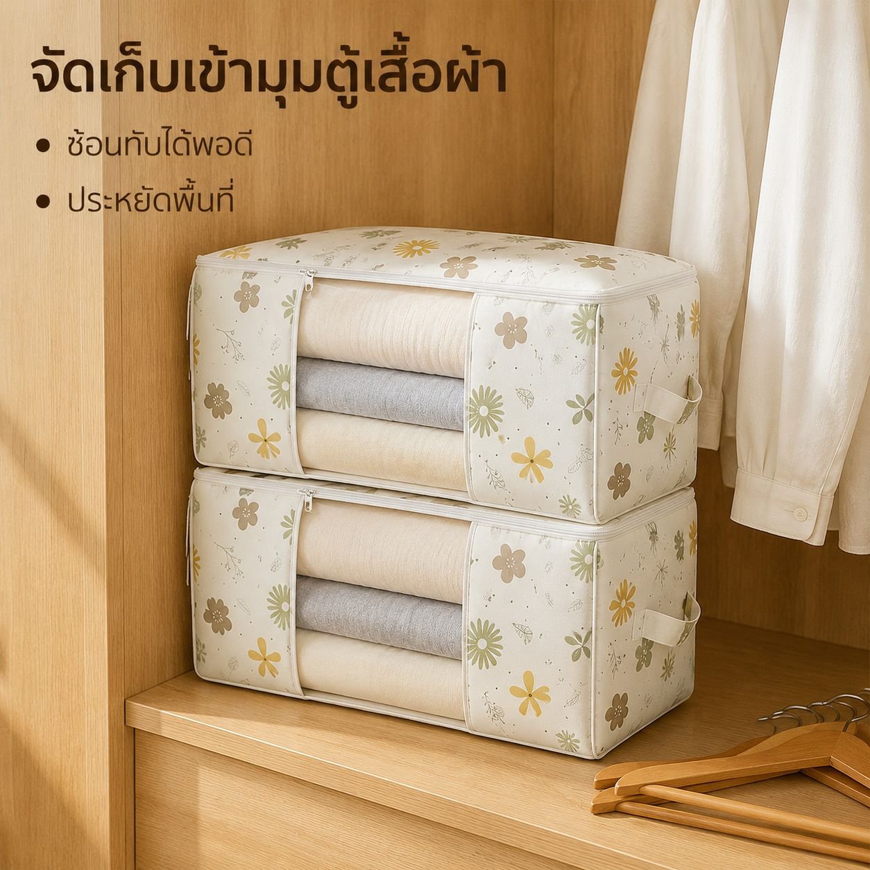 ถุงเก็บผ้านวมและเสื้อผ้าแบบหนา พร้อมช่องหน้าต่างใส