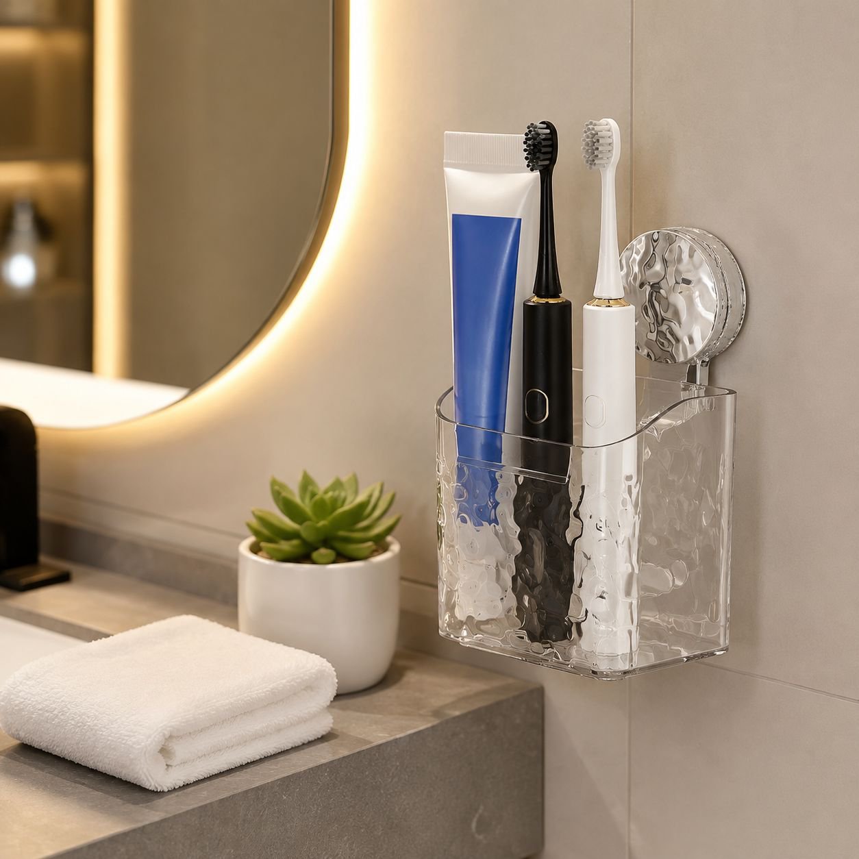 Home Suction Cup Glacier Pattern Makeup Organizer