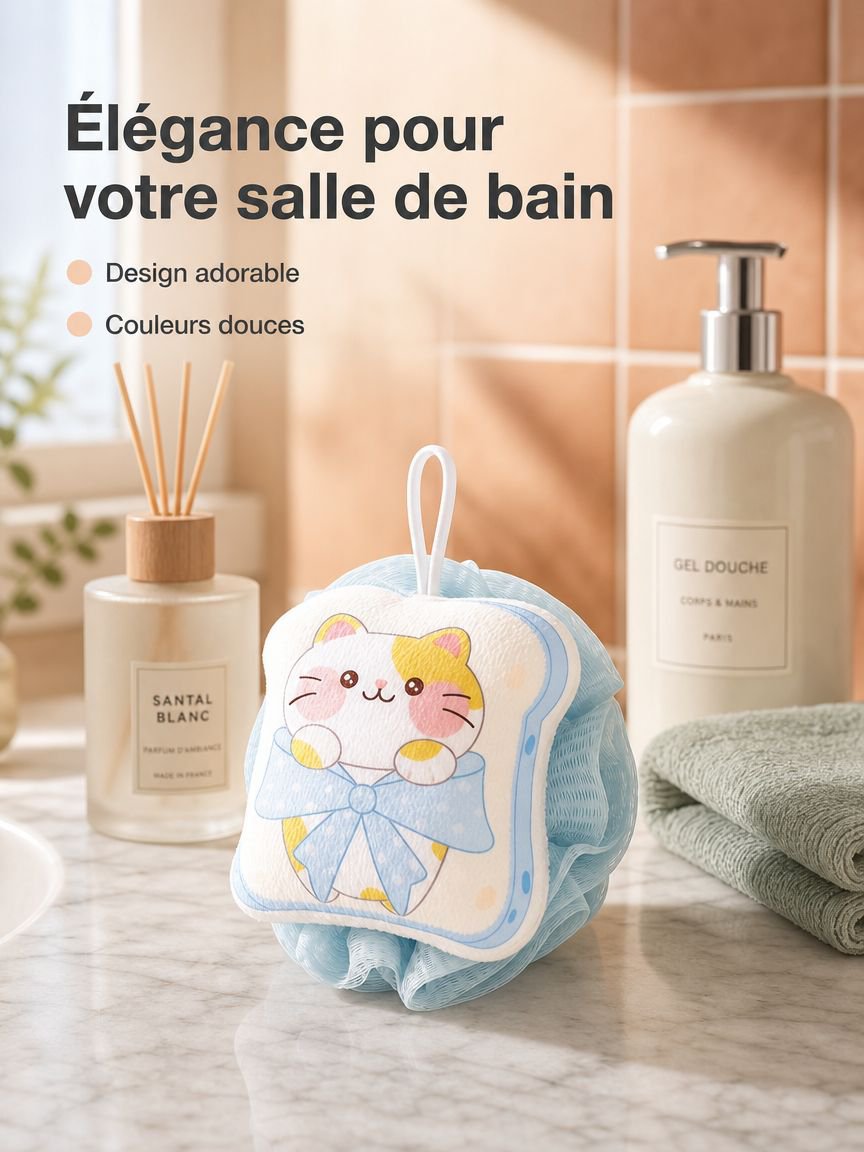 Fleur de douche douce 2-en-1 avec éponge exfoliante pour la salle de bain