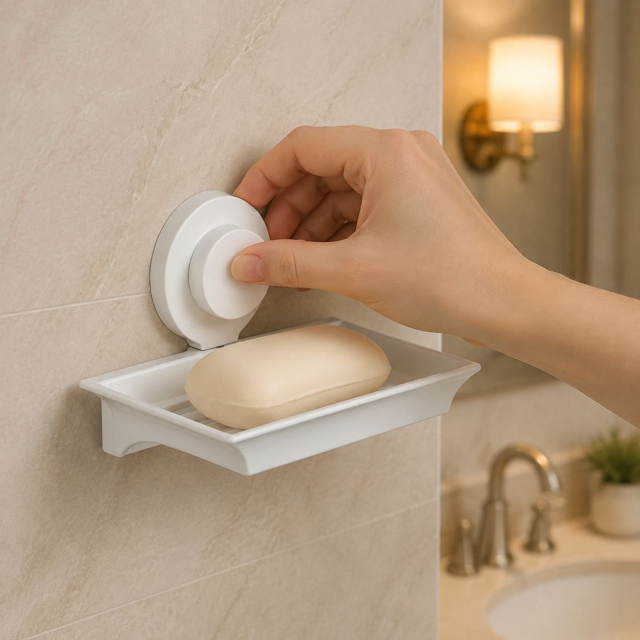 Wall-mounted Soap Dish with Suction Cup, No Drilling
