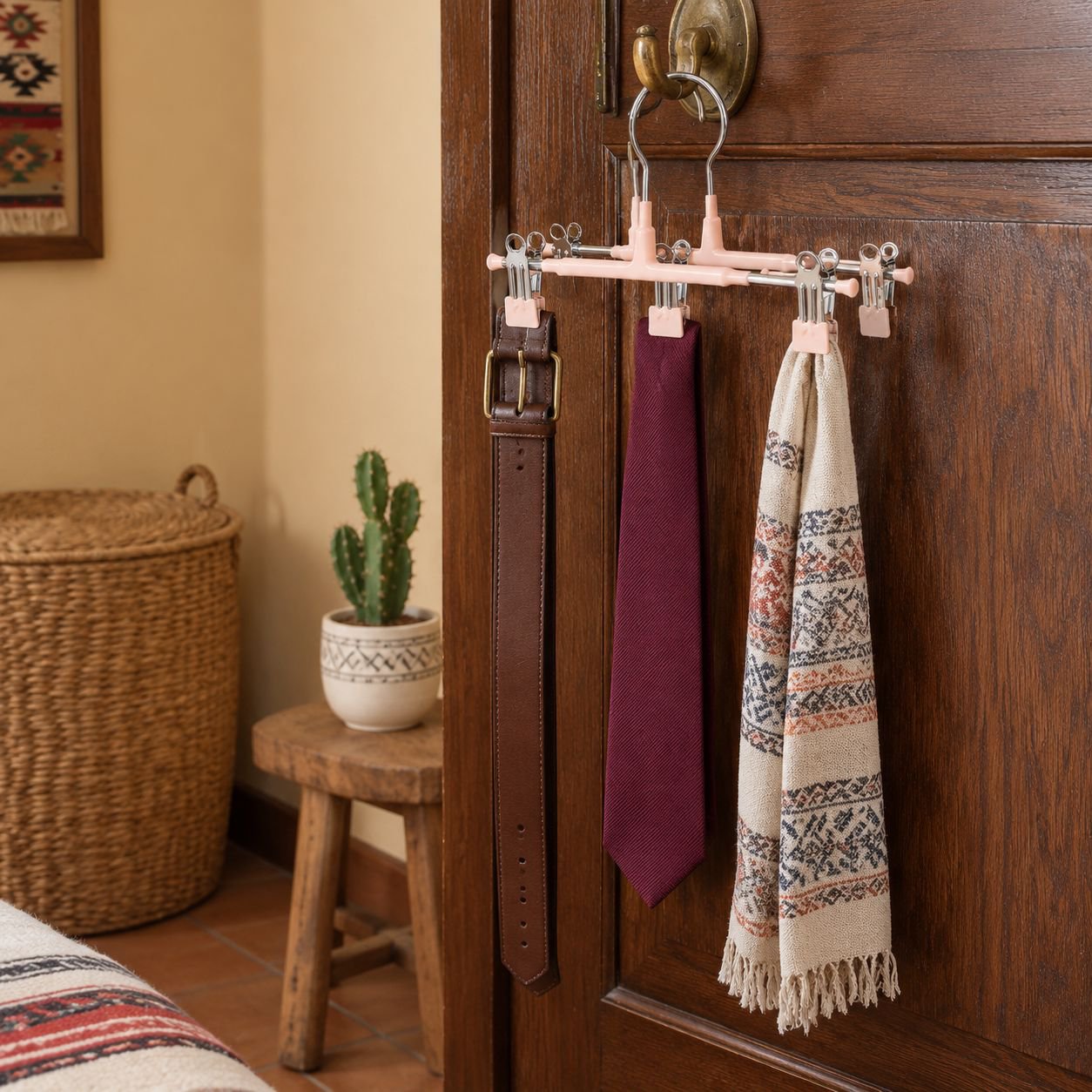 Organizador de pantalones de acero inoxidable con pinzas