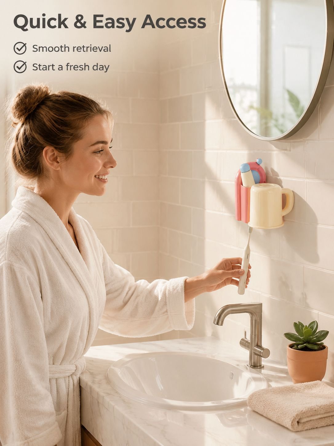 Wall-mounted Electric Toothbrush Holder with Rinse Cup