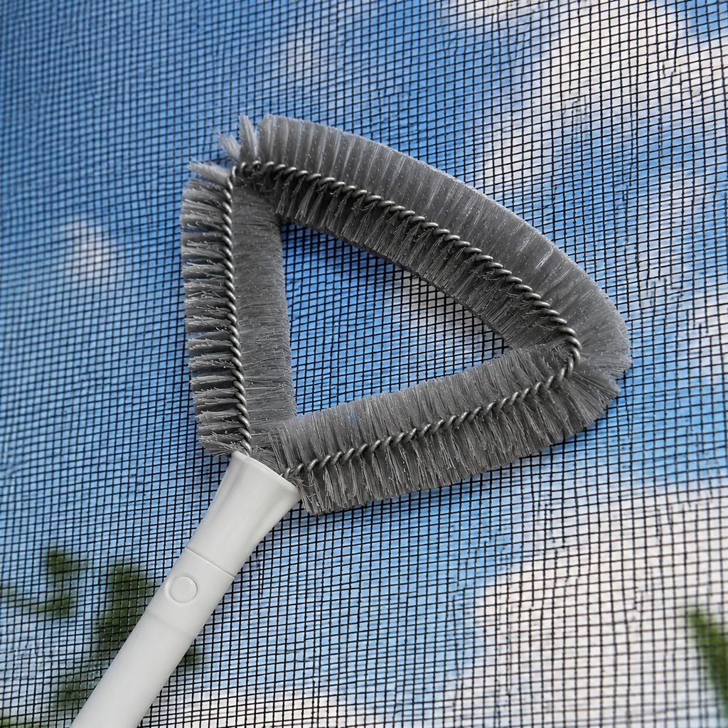 Effortless cleaning of mesh screen with no-removal brush