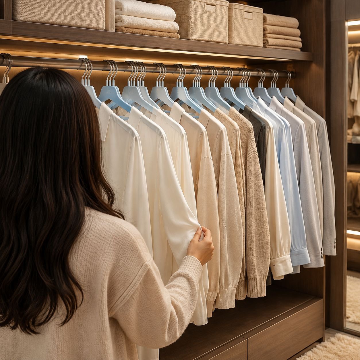 Set of soft non-slip hangers for wardrobe organization