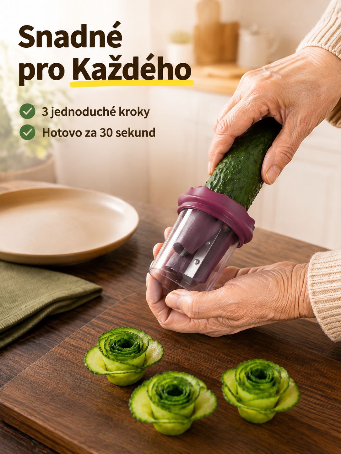 Kráječ zeleniny a ovoce ve tvaru růže