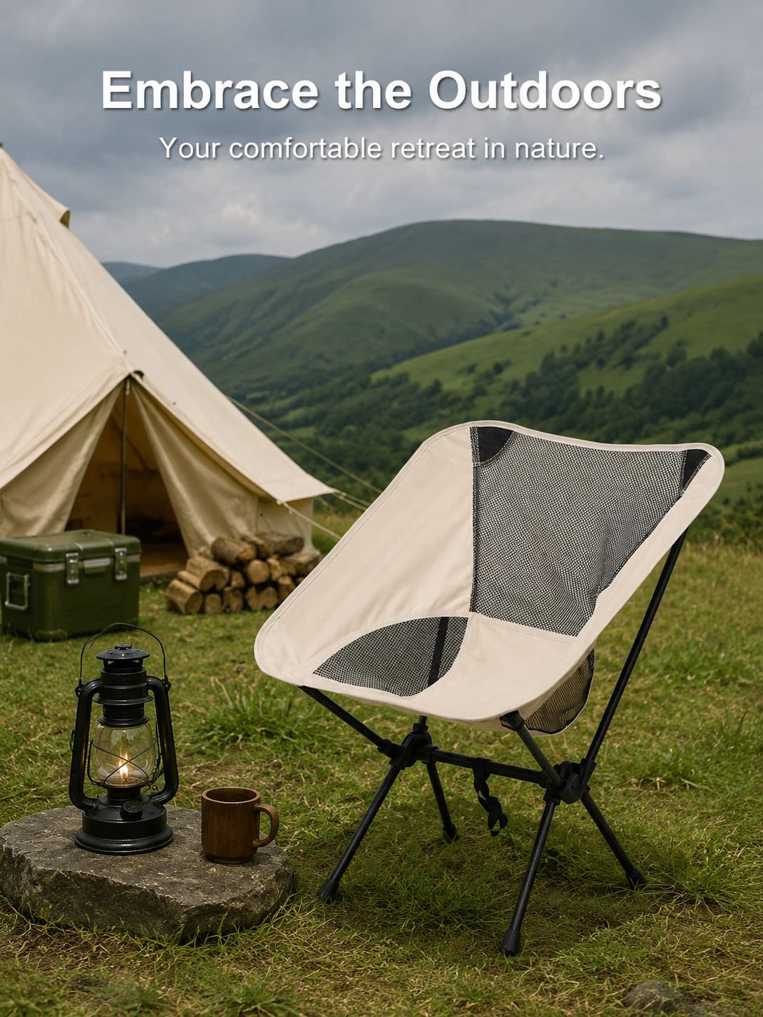 Portable folding chair for outdoor camping