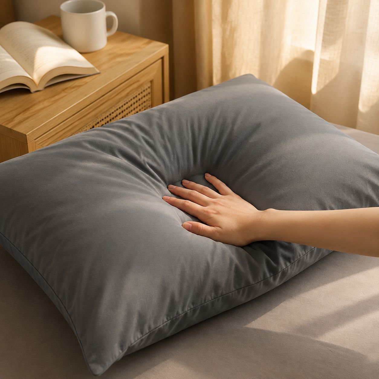 48x74 Simple Home Pillowcase in solid color displayed on bed