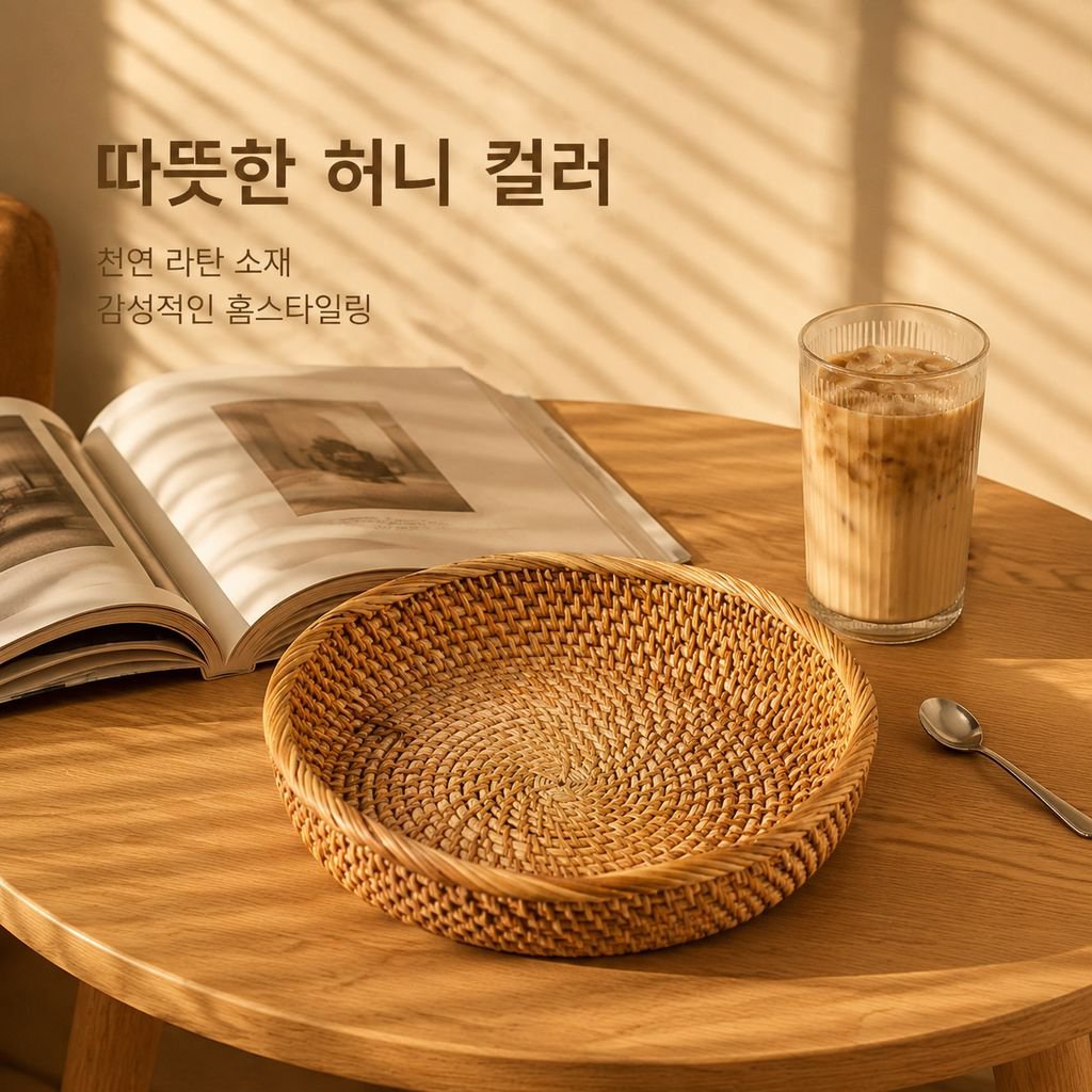 라탄 물결무늬 수납바구니