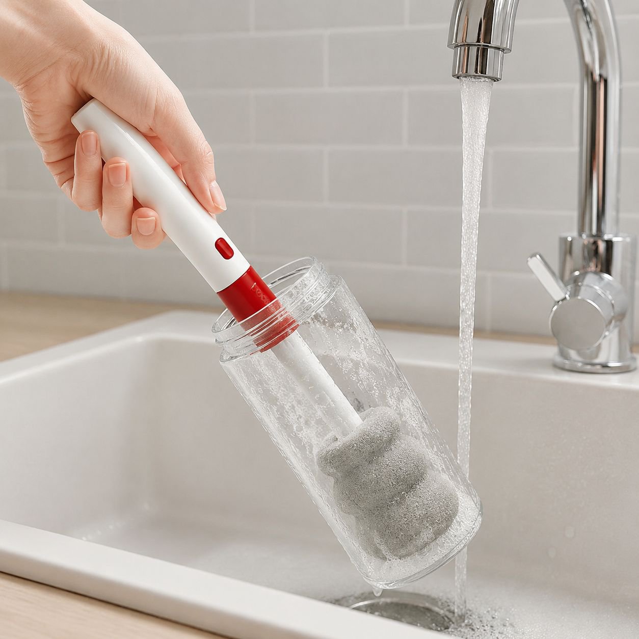 Antibacterial Cup Brush Artifact, Long Handle, Three-in-One Dead Corner Cleaner