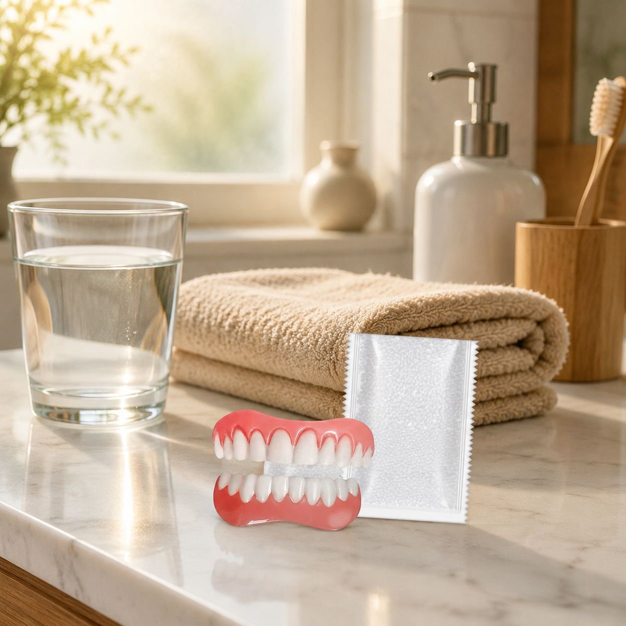 Comfortable and aesthetic denture cosmetic kit packaging