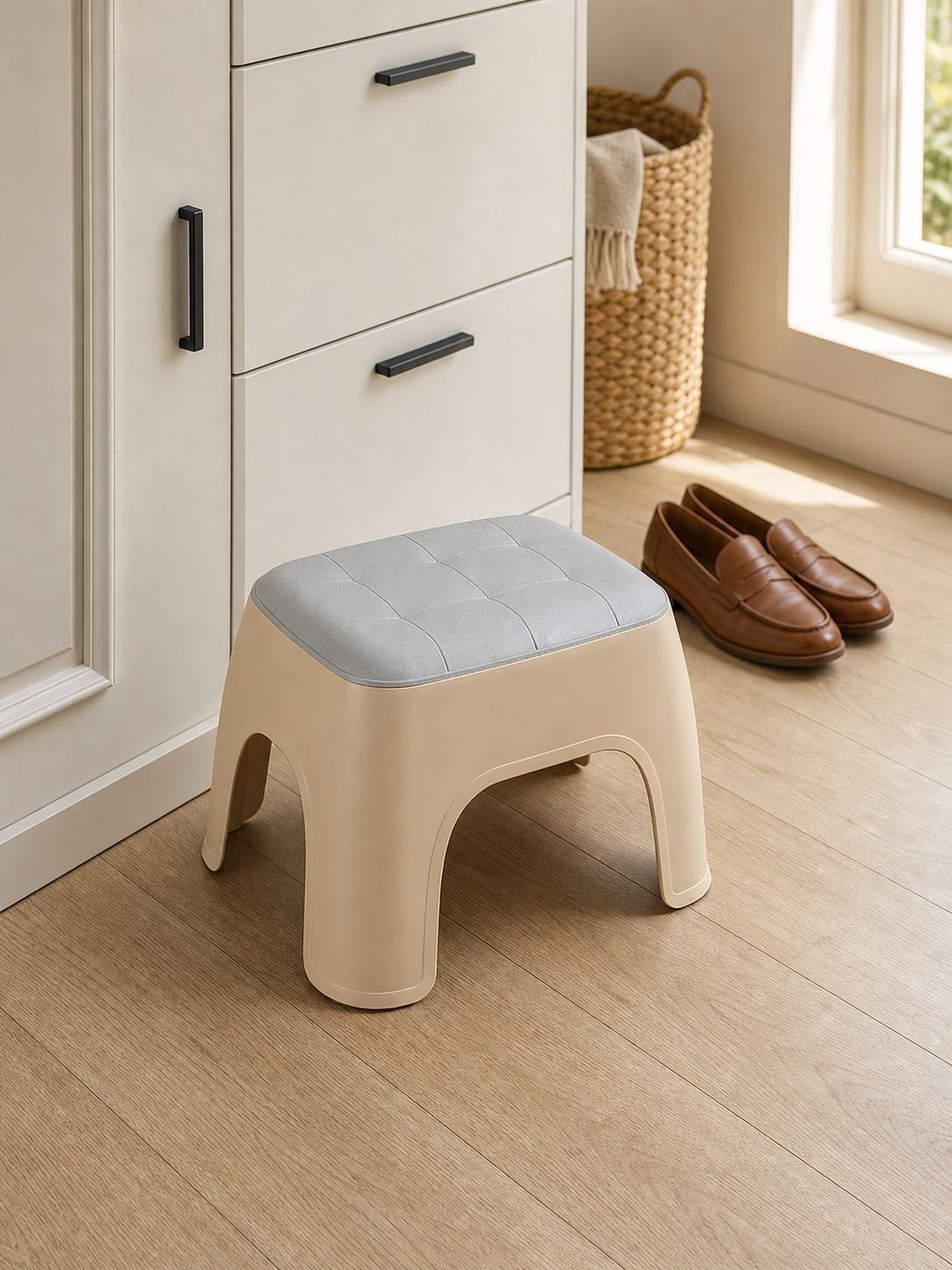 Compact non-slip bench for children’s playroom