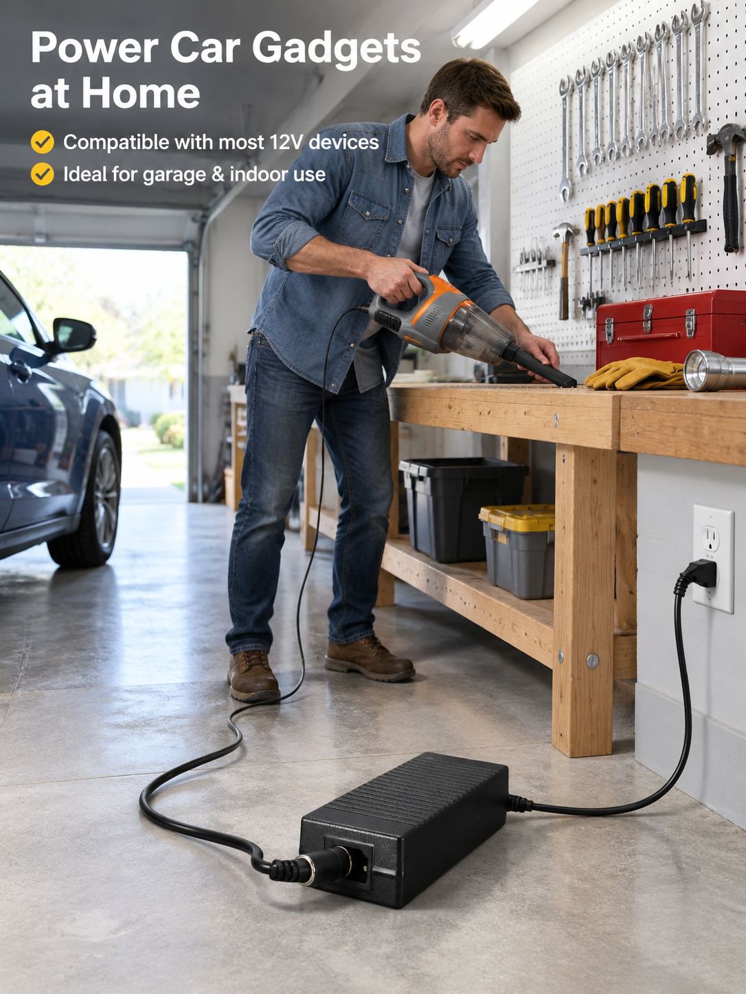 Household Power Adapter for Car Accessories, Supports Cigarette Lighter Power Supply