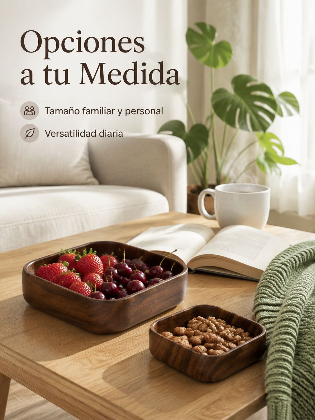 Bandeja de madera para frutas de uso doméstico