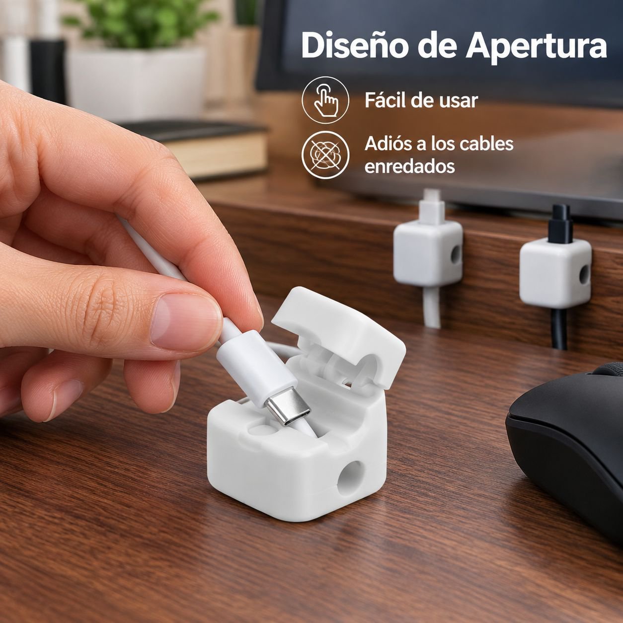 Organizador Magnético de Cables Clips Sujetadores para Cable de Carga y Escritorio