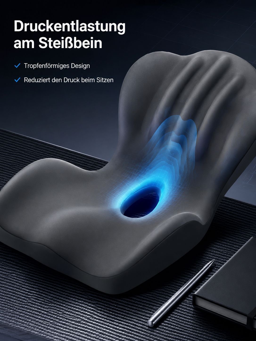 Ergonomisches Sitz- und Rückenkissen aus Memory-Schaum – atmungsaktiv mit Lendenstütze