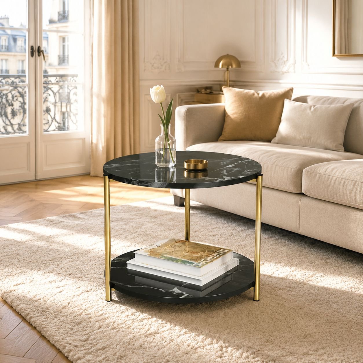 Sofa minimaliste et table basse pour salon