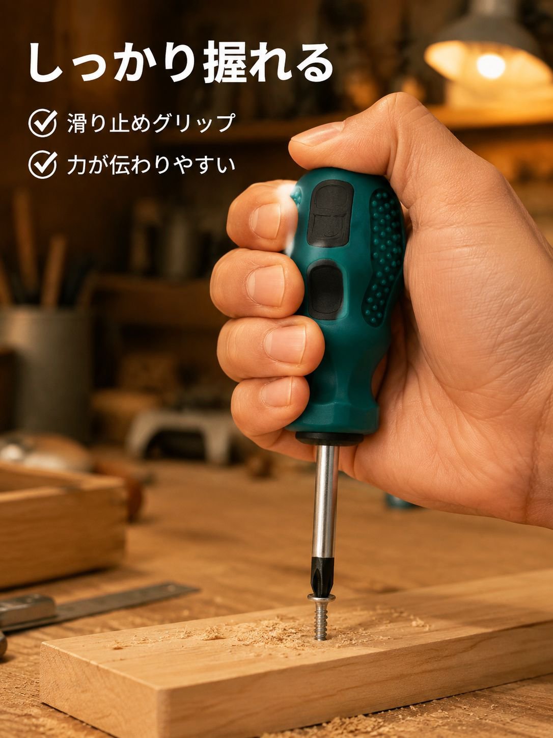 磁石付きミニ短柄ドライバー プラス・マイナス兼用 家庭用修理工具