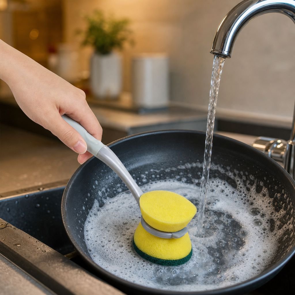 Multi-functional Long Handle Sponge Pot Brush Dish Cleaning Tool