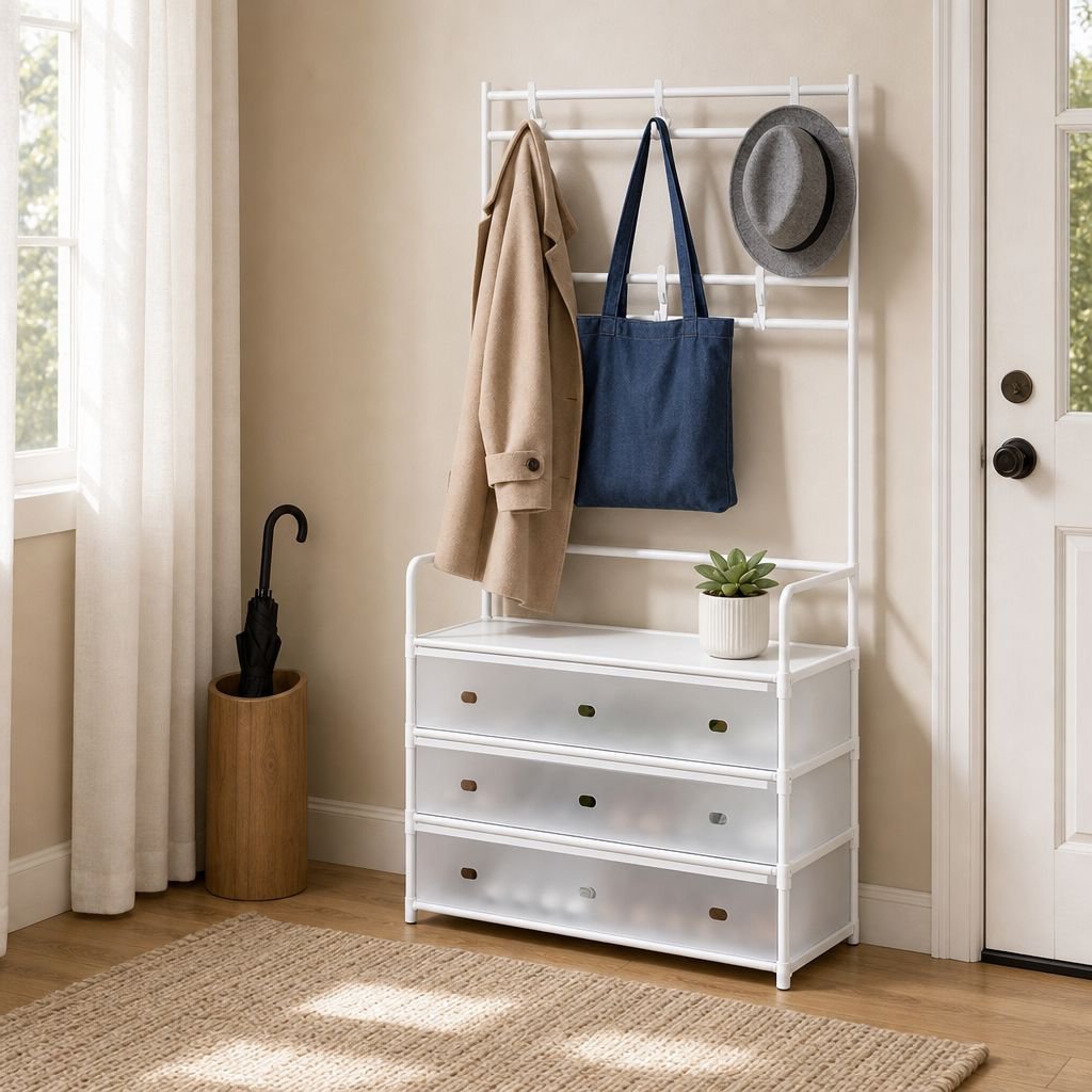 Simple shoe rack layered entry-level home multi-layer dust-proof storage rack with door saving space