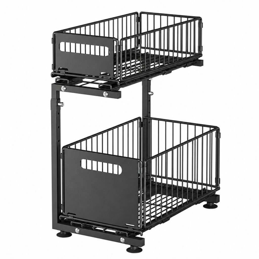 Foldable pull-out basket under the sink in the cabinet to store spice drawers, pull-out cabinet laye