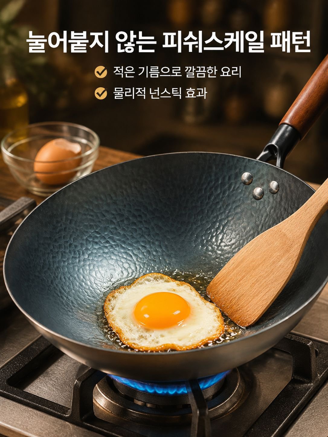 무코팅 원형 바닥 철 프라이팬