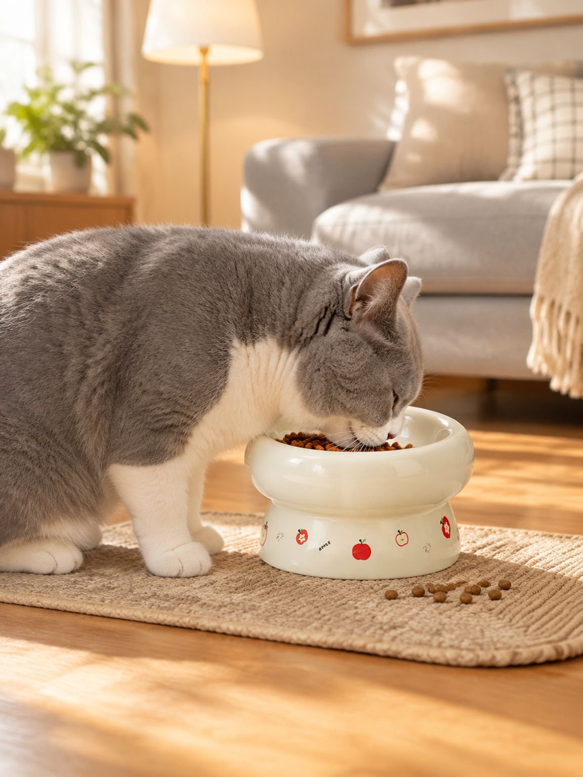 Großer Keramiknapf für Katzen mit breitem Durchmesser