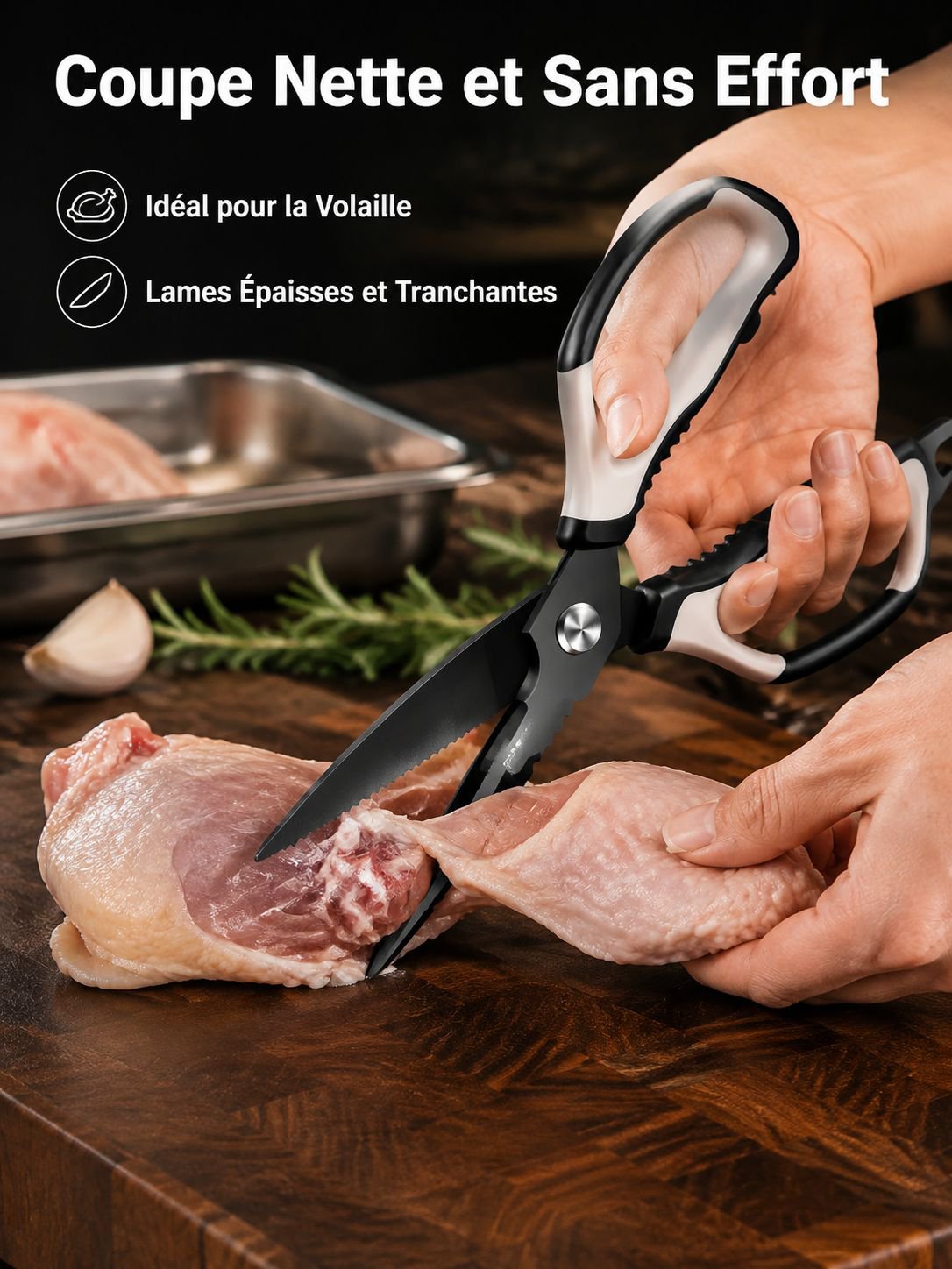 Ciseaux de cuisine en acier inoxydable pour poulet