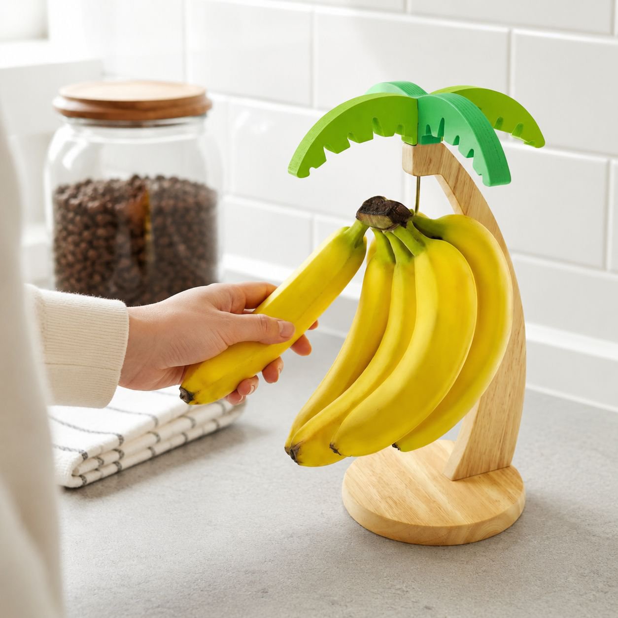 Home Desktop Solid Wood Banana and Fruit Storage Display Rack