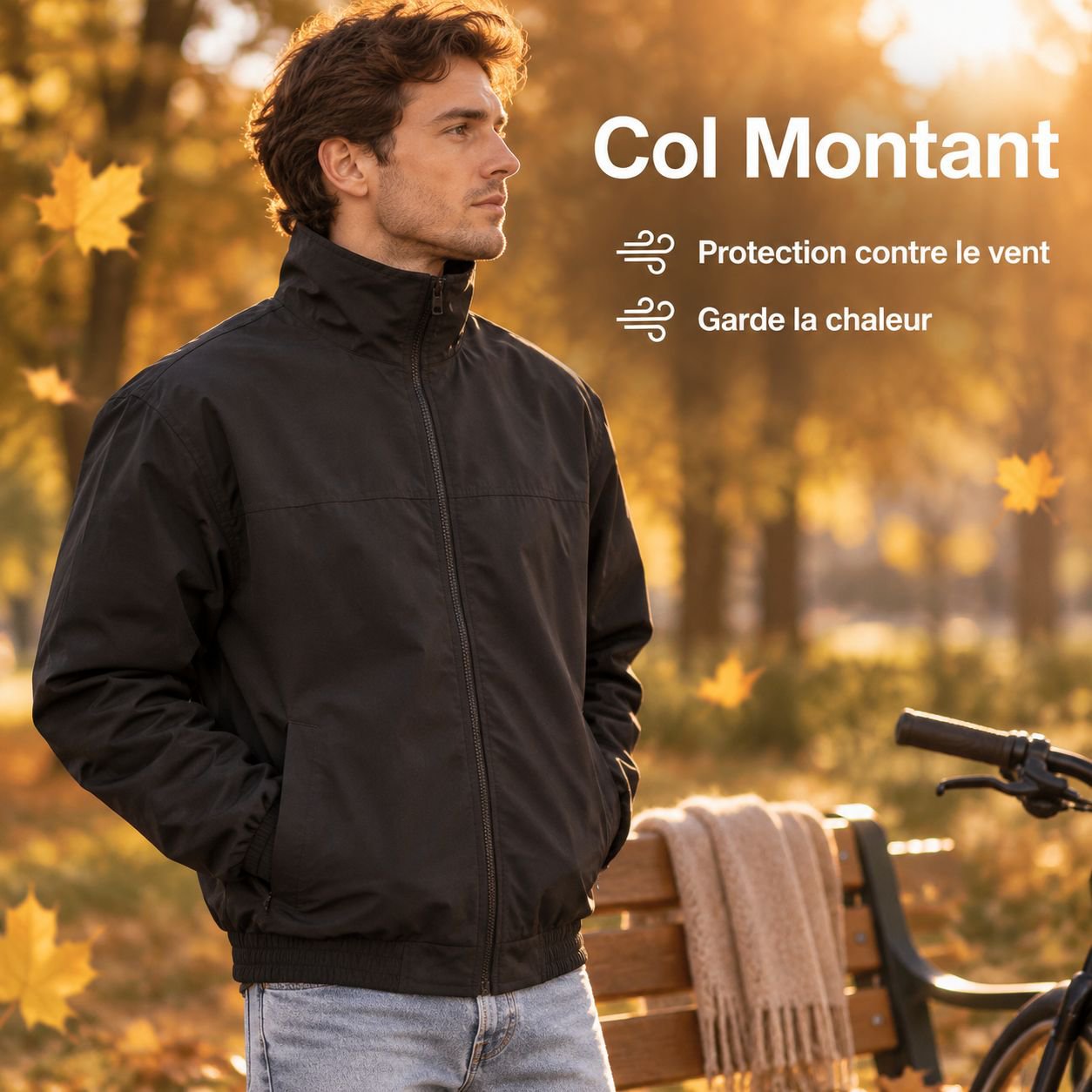 Veste de travail courte décontractée homme coupe ample automne