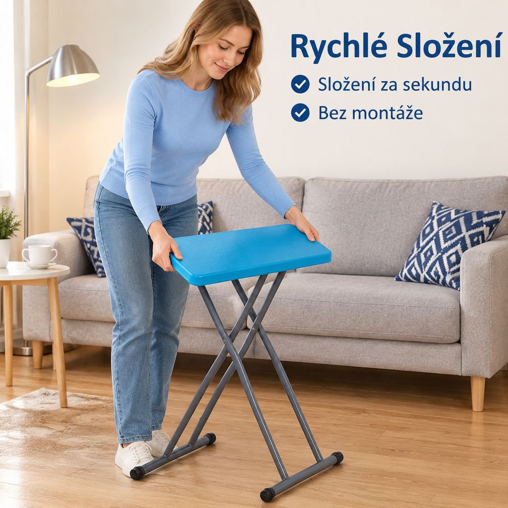 Výškově nastavitelný skládací stůl přenosný čtvercový stůl