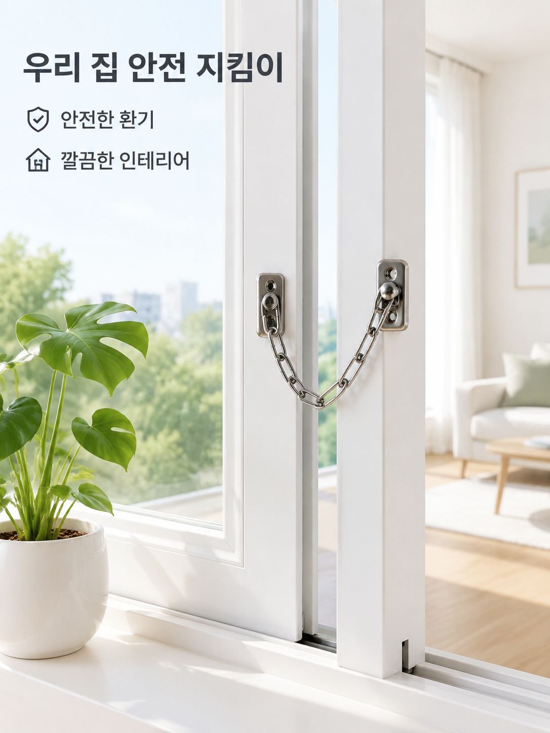 무타공 아동 안전 도난방지 창문 체인 잠금장치 탈부착 제한기