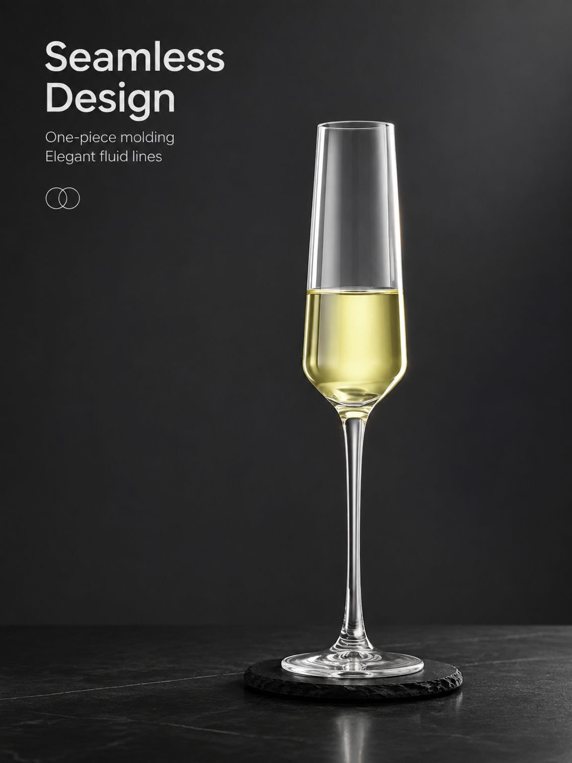 Clear sparkling wine glass for festive occasions