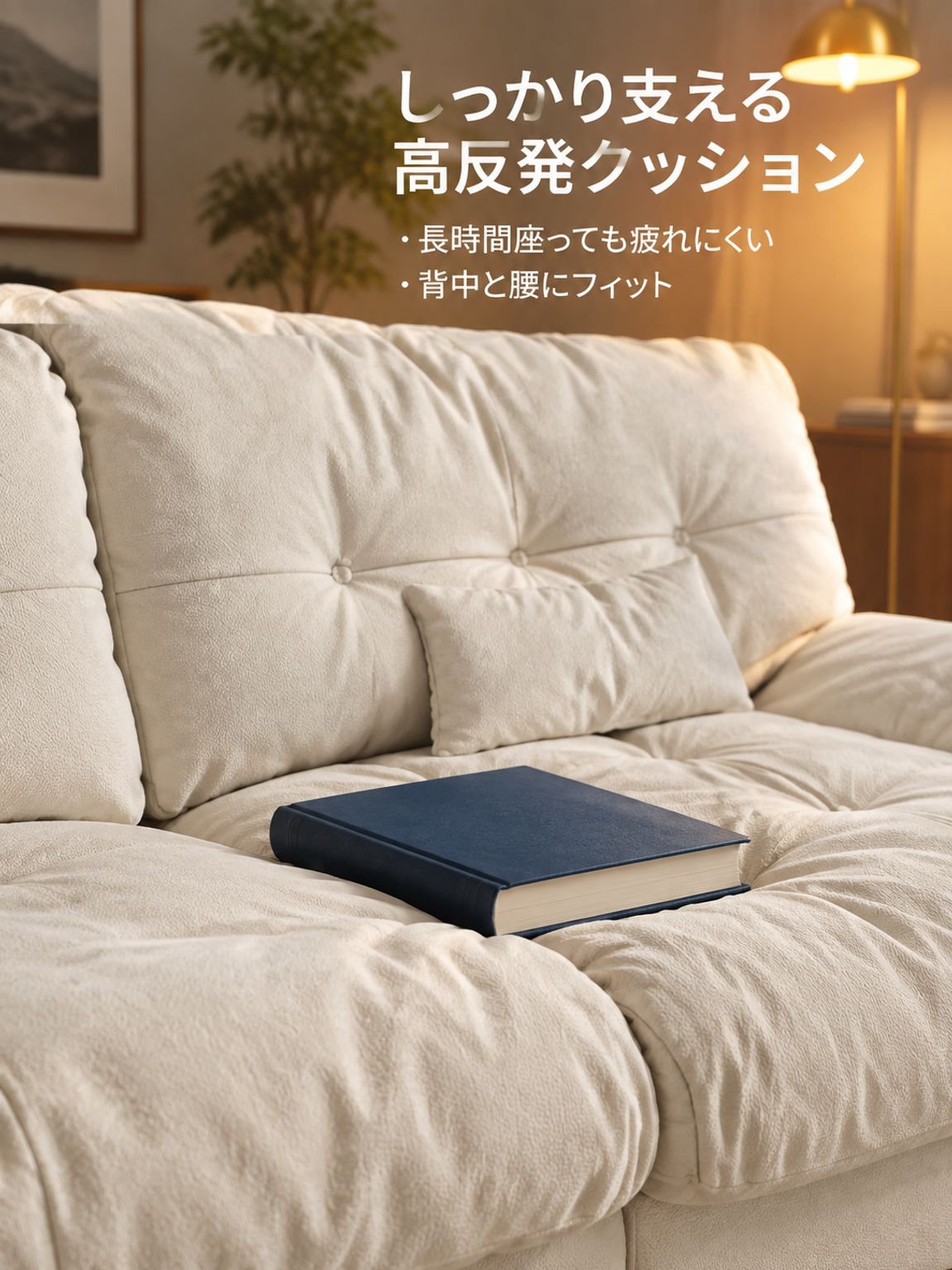 クリームスタイル布製ソファ