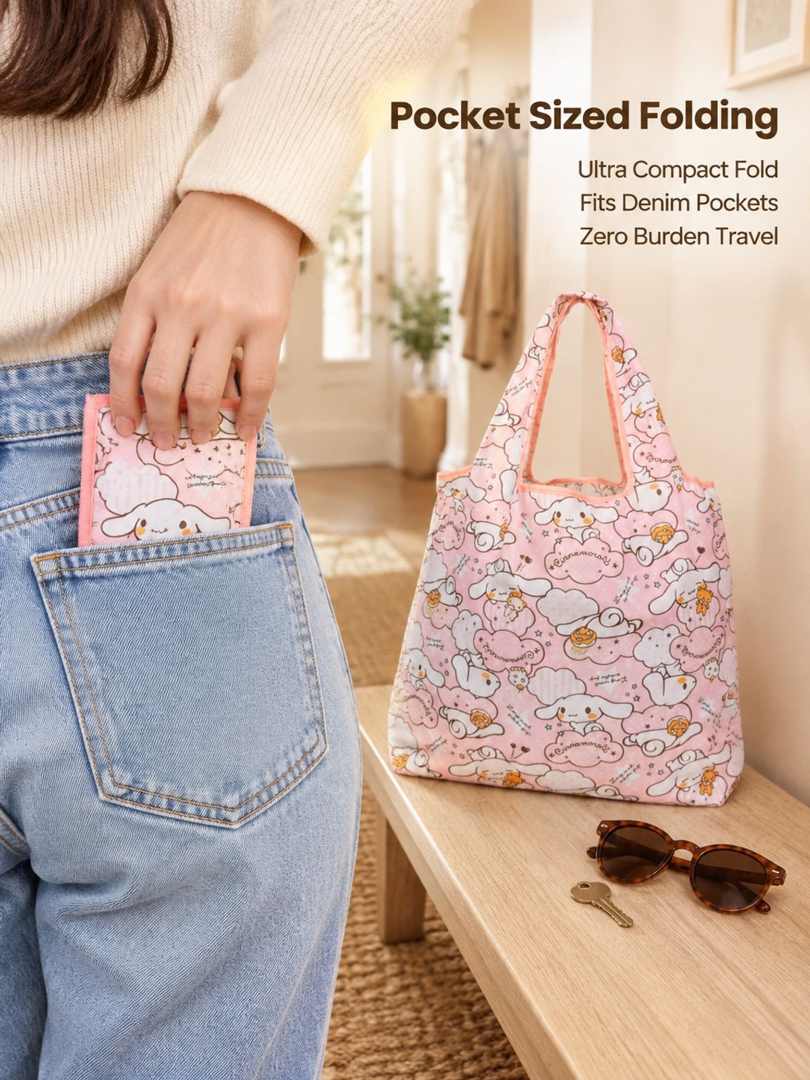Large Reusable Shopping Bag, Foldable, Sturdy and Easy to Carry