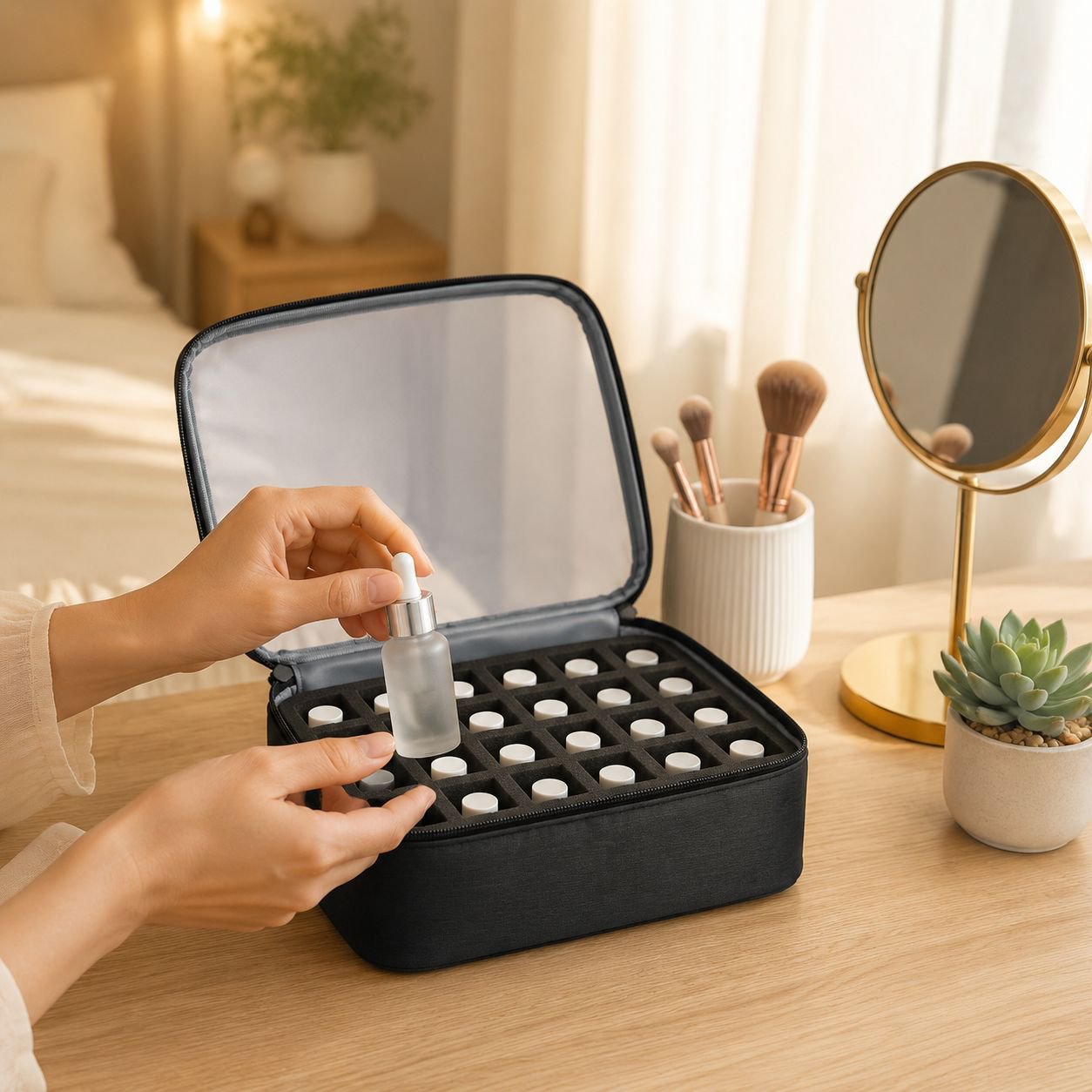 Elegant and fashionable toiletry bag for travel or home