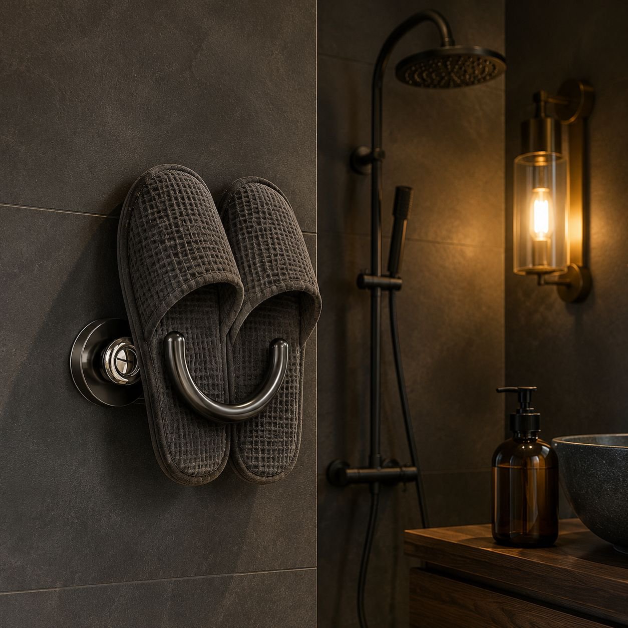 Durable plastic bathroom slipper holder on wall