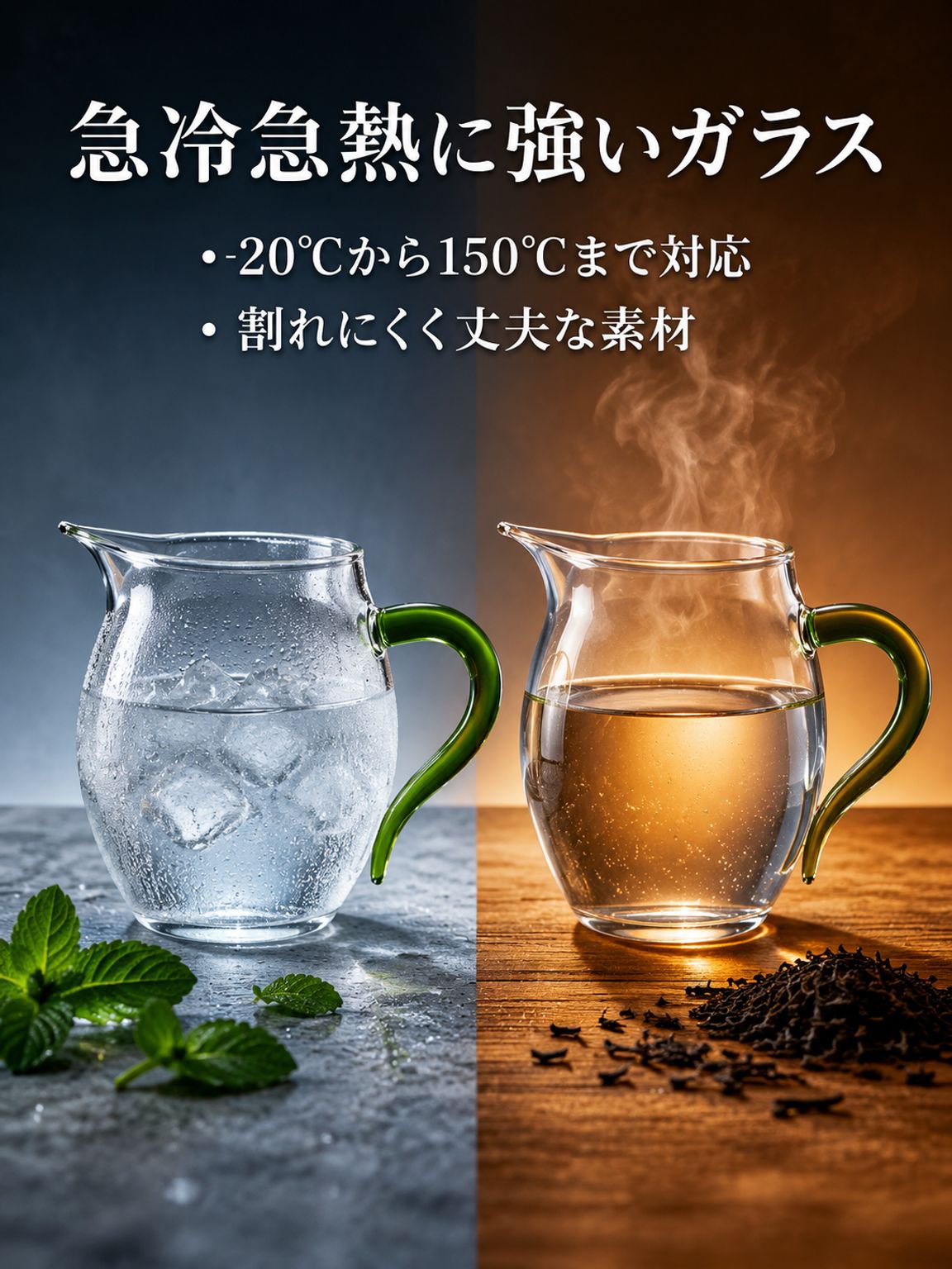 柄付きろ過ガラス茶器