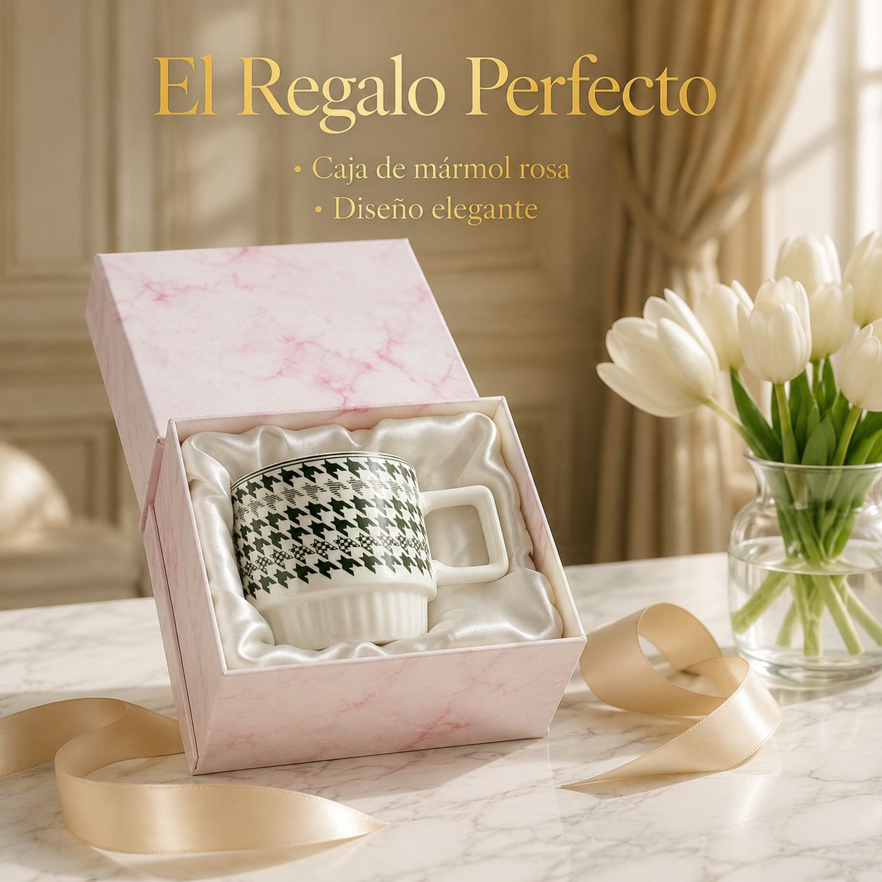 Taza con estampado de pata de gallo