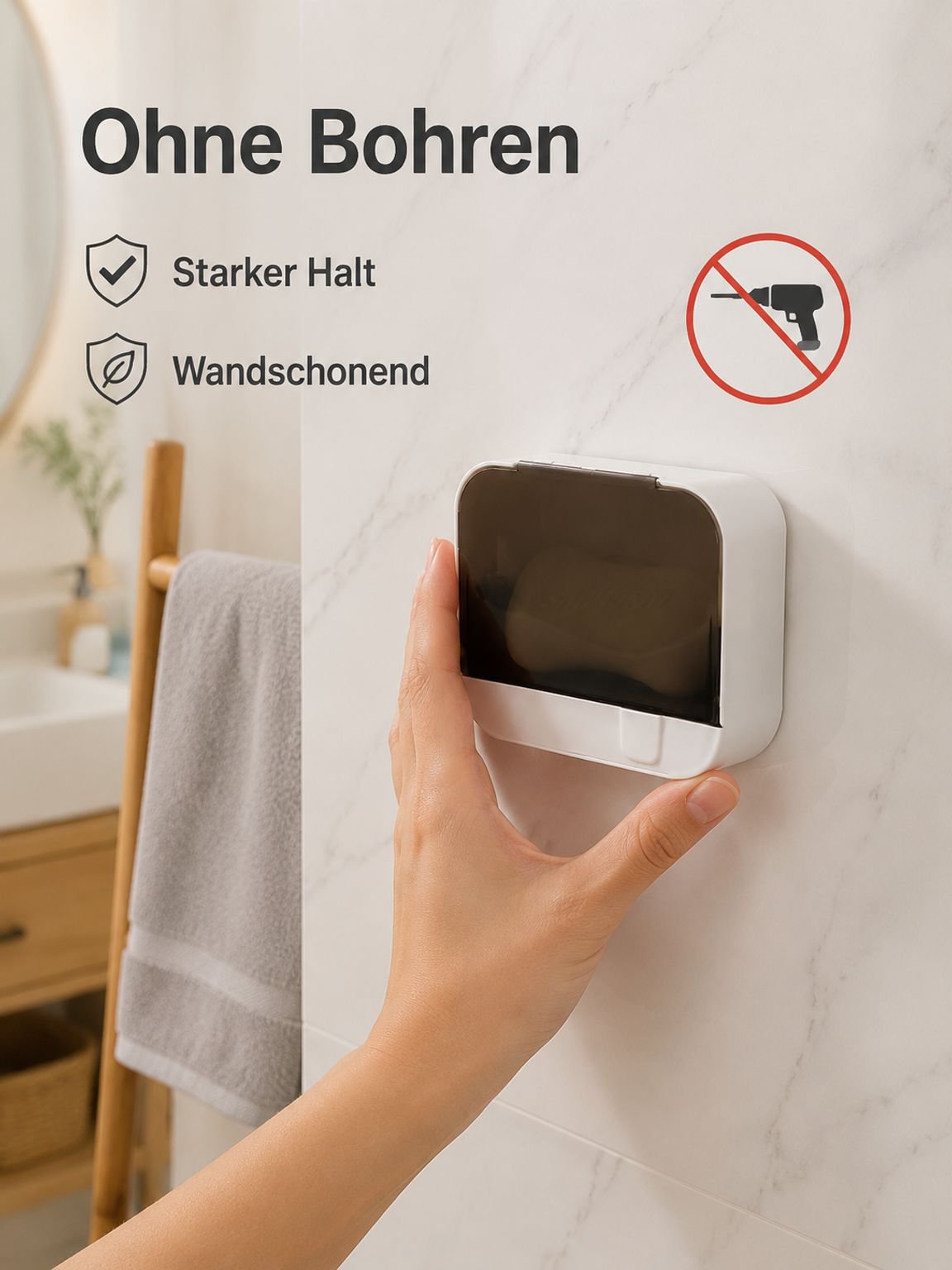 Bohrenfreie Badezimmer Ablage Wandmontierter Toilettenpapier- und Seifenhalter